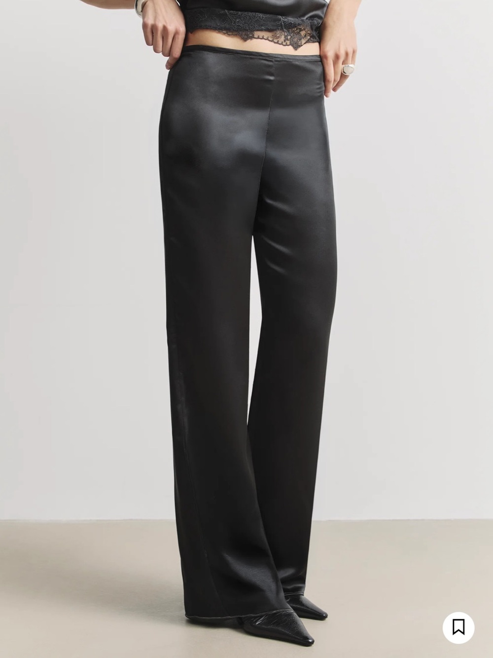 BOA Black Satin Wide-Leg Trousers